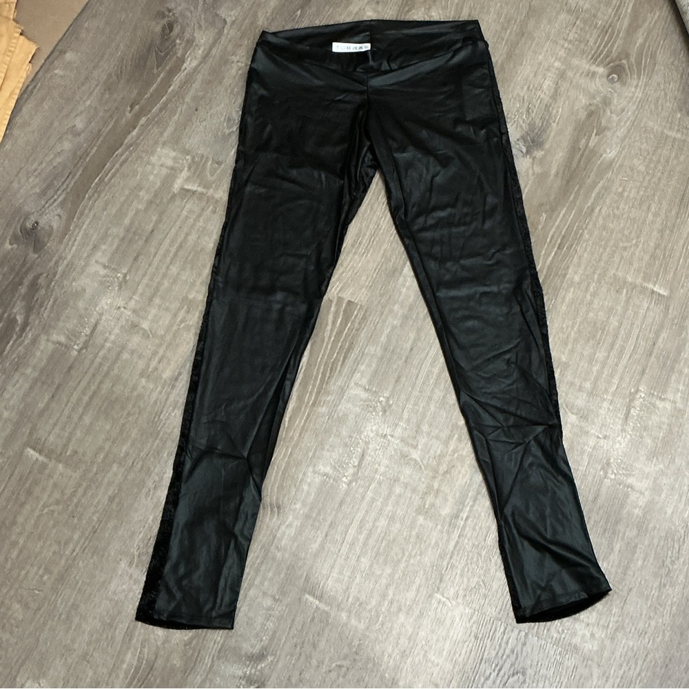 Black Faux Leather Leggings - Women